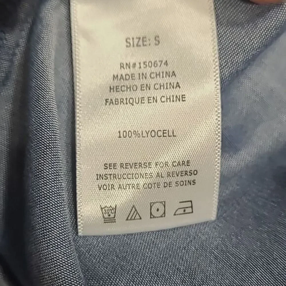 Lyocell WASH LAB Tie Front Shirt W/S Blue NWT WL1432T Short Sleeve - Picture 7 of 10